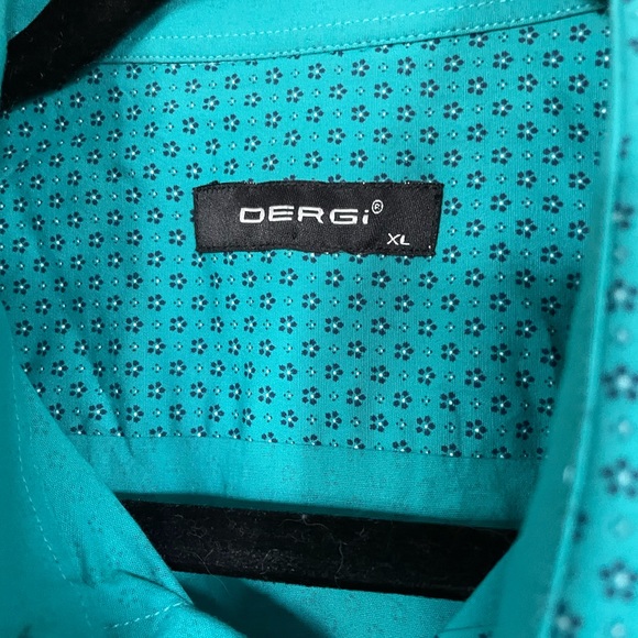 Men’s blue casual button down shirt with pattern (little blue flowers) - Picture 2 of 2